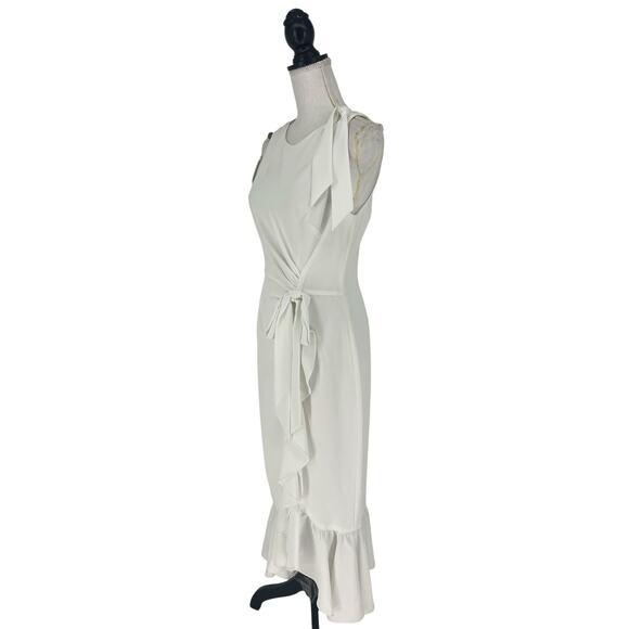Cinq a Sept Nanon Crepe Ruffle Dress in Ivory - Picture 8 of 13